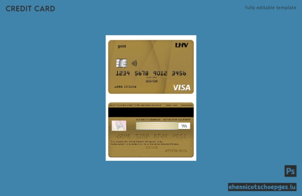 Beispielvorschau der LHV Bank Visa Goldkarte aus Großbritannien